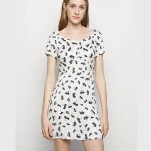 NWT Maje Roseline Floral Print Puff Sleeve Mini Dress Size 38 Small